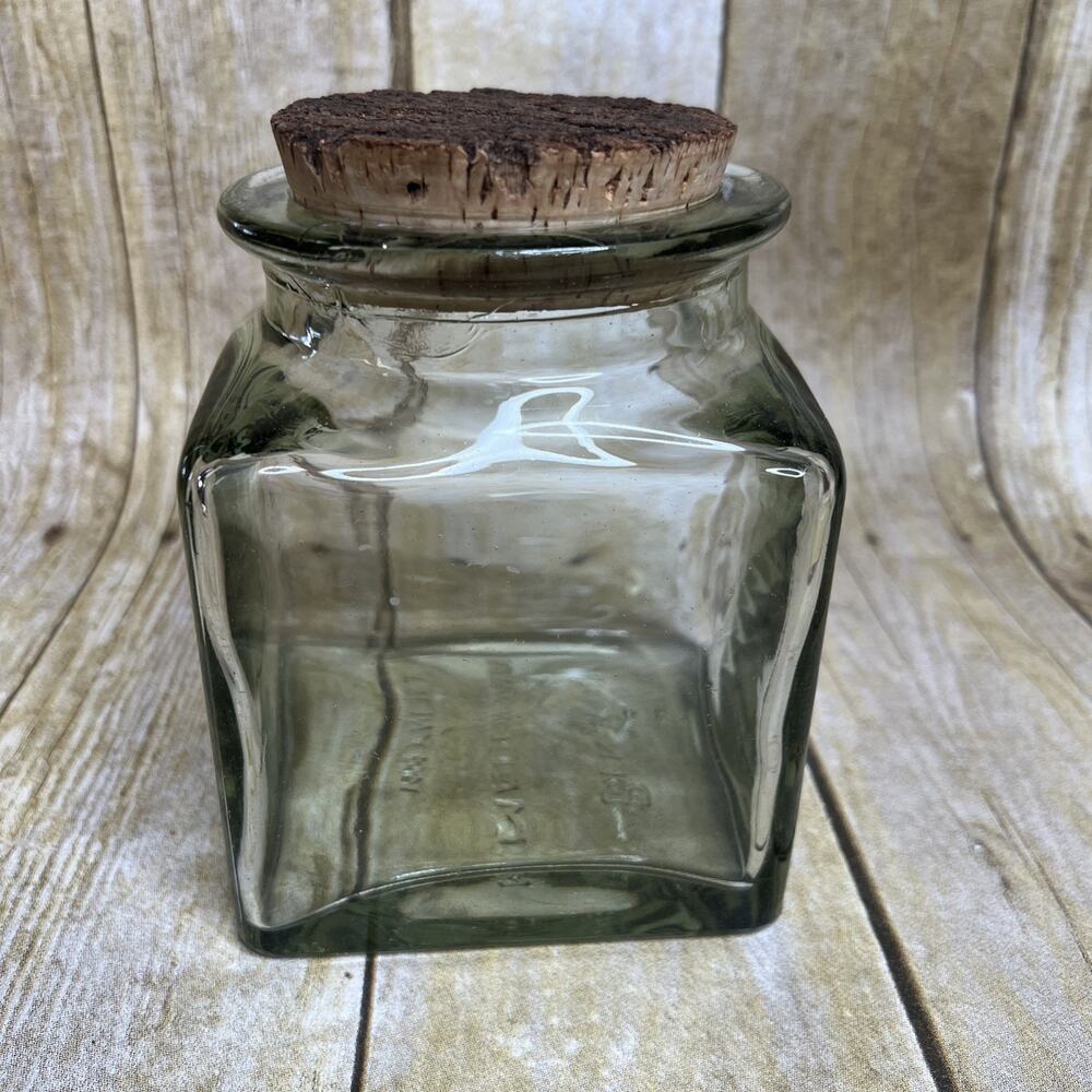 Ben Rickert Square Glass Jar – Wayne N.J. – Made in Spain – Natural Cork – 5.5"